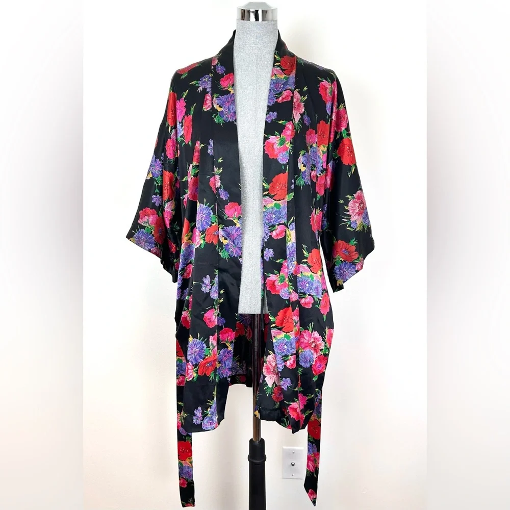 Vintage California Dynasty Satin Floral Robe‎ - Picture 2 of 11